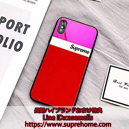 シンプル風 supreme iPhoneX ガラスケース