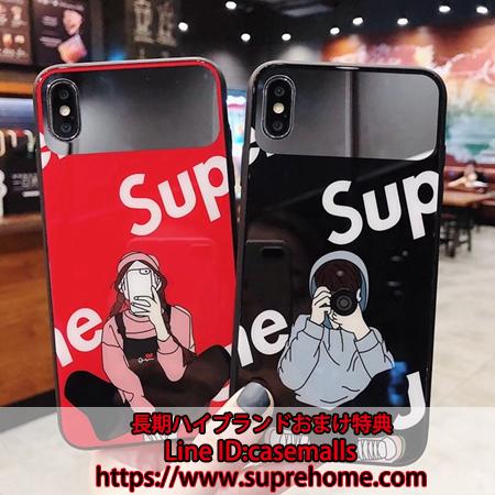 人気iphonexs ケース supreme 鏡付き 恋人用 男女図案 流行