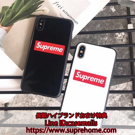 iphonexsケース supreme ガラス製 ペア用 