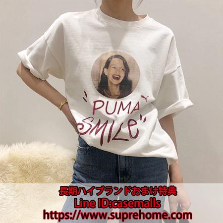 PUMA Ｔシャツ プーマ トップス ティーシャツ puma smile 笑顔 無地 明らか 夏