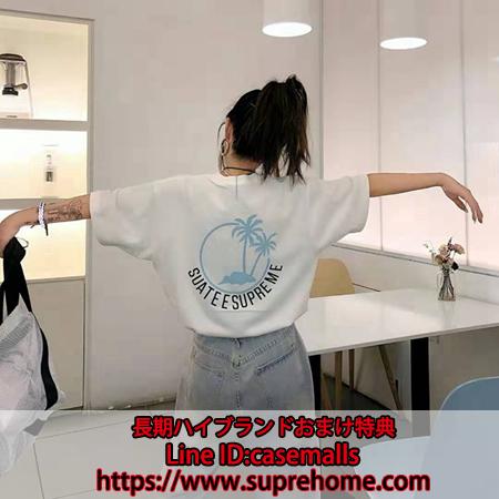 SUATEESUPREME Tシャツ ホワイト ブラック 両面プリント コットン製