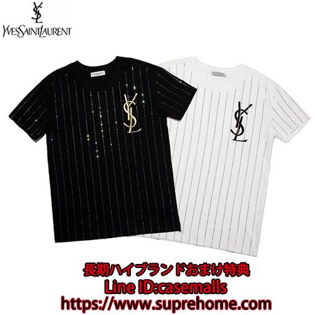 YSL トップス Tシャツ しま模様