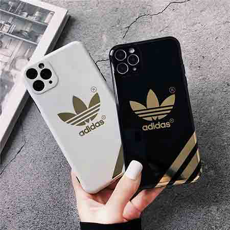 Adidas アディダス 背面ガラス iPhone12/12mini/12proケース ペア  iPhone11proカバー おしゃれ アイフォン11ケース ブランド 携帯ケース 耐衝撃可愛い 高校生愛用 代金引換をご利用できます