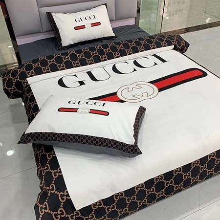 グッチ 掛け布団カバー Gucci 寝具カバー ブランド布団カバー ４点セット コントラストカラー ダブルサイズ 掛けカバー メンズ レディース 枕カバー 華やか