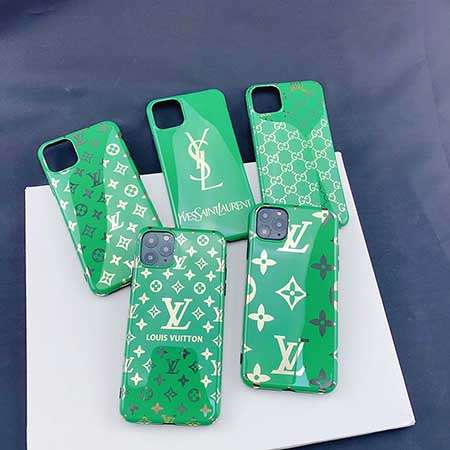 ヴィトン風 グリーン LV iphone12カバー イブサンローラン YSL ロゴデザイン iphone12proケース Gucci グッチ 光沢感 大人気 iphone12pro max携帯ケース オシャレ 代金引換