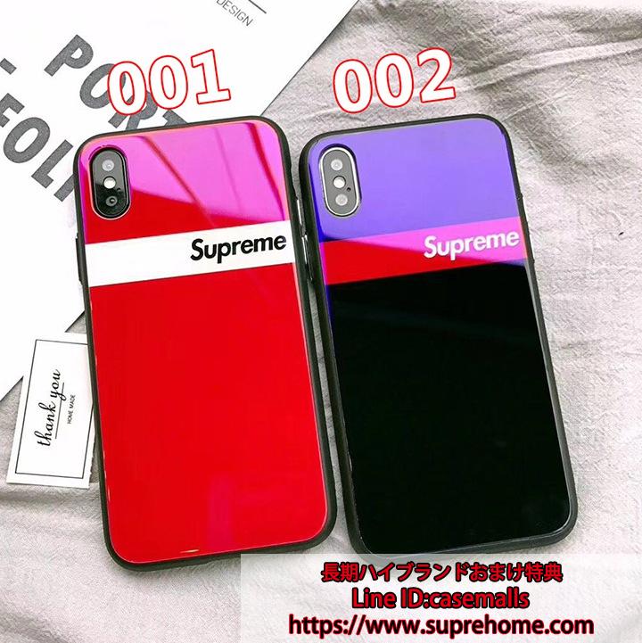 シンプル風 supreme iPhoneX ガラスケース
