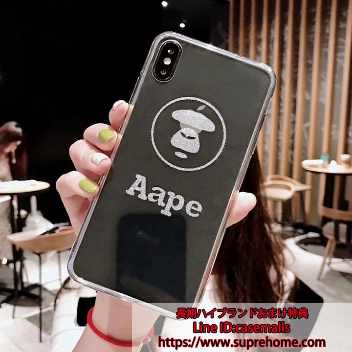 IPHONEX ケース Aape 強化ガラス製 透明 ハードケース