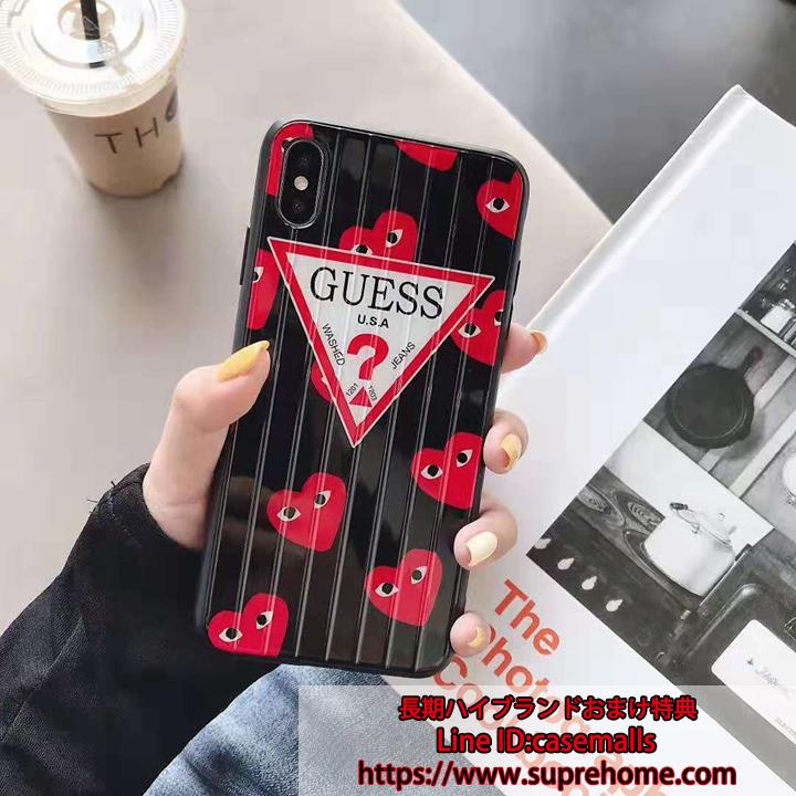 レッドハート柄 GUESS iphone8plusカバー