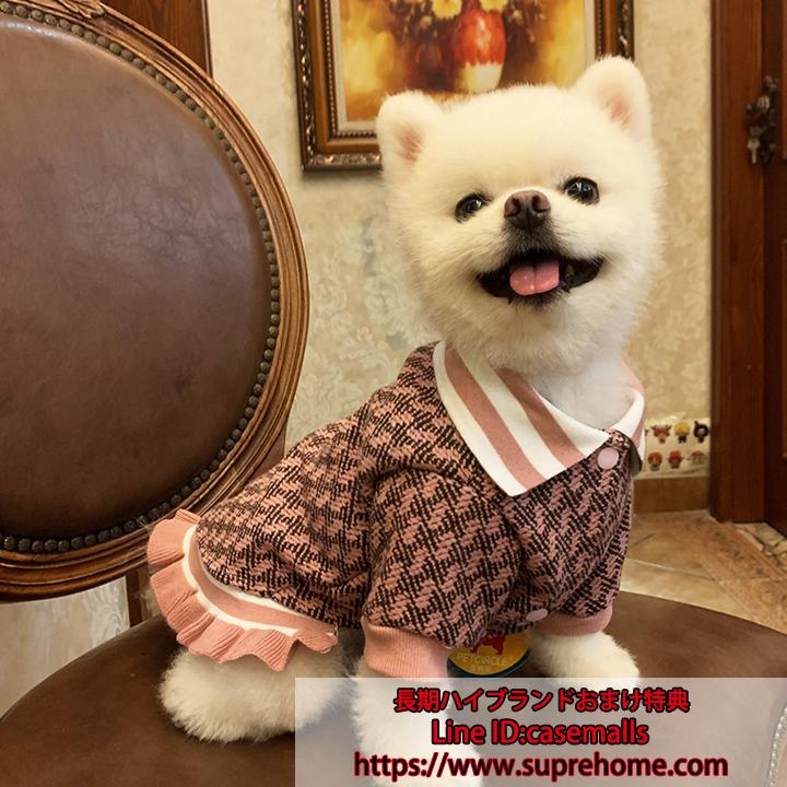 犬服 ワンちゃん服 ドッグウェア 犬服 ワンちゃん服 ドッグウェア 犬の服 ペット服 スカート 秋冬服 あったか 保温 防寒 蓮根色 縞柄