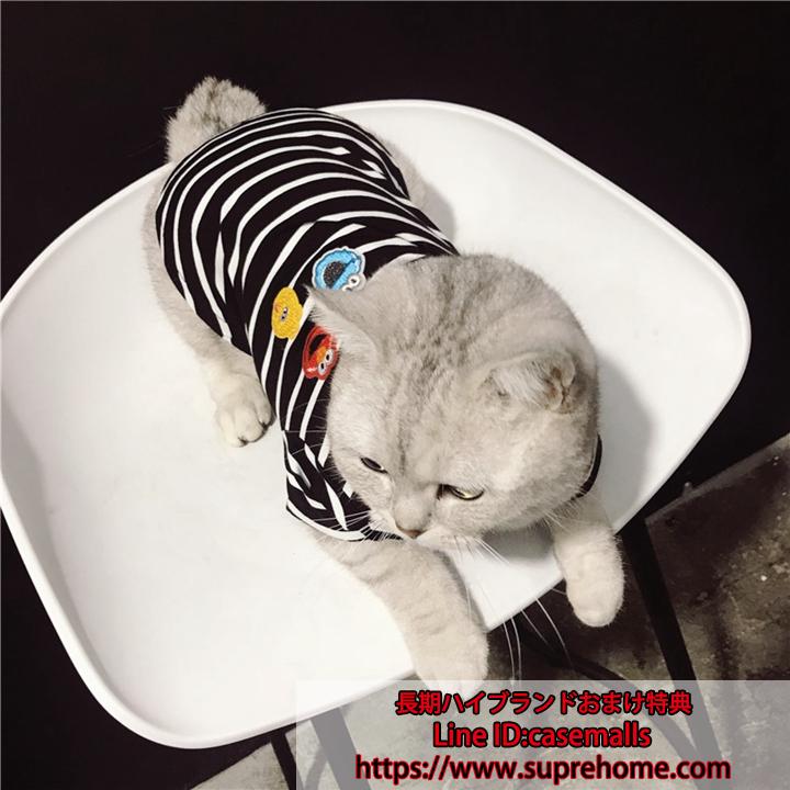 犬服 猫服 ペット服 tシャツ ペットウェア ペット服 tシャツ 縞柄 猫犬通用 夏服
