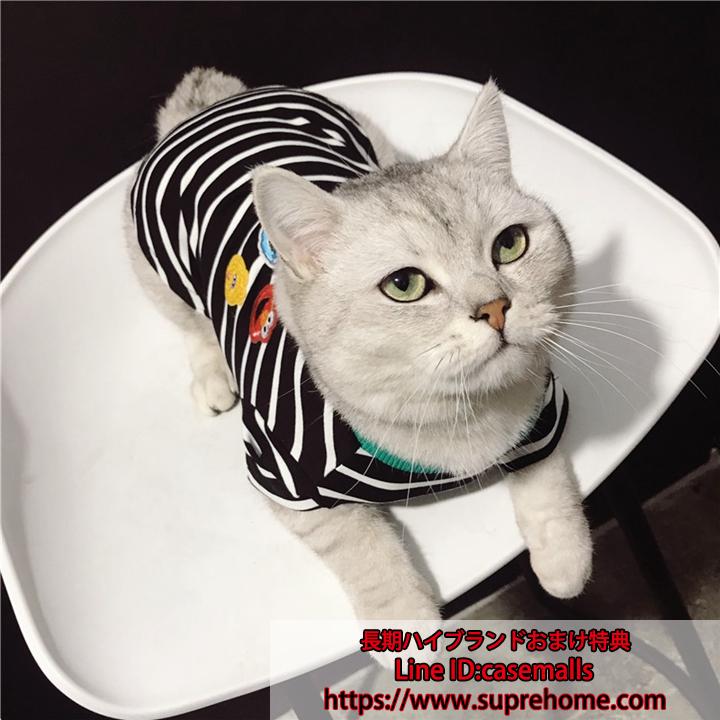 犬服 猫服 ペット服 tシャツ ペット服 ペットウェア tシャツ 縞柄 猫犬通用 夏服