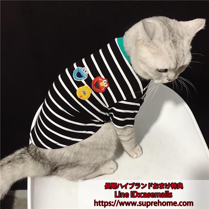 ペット服 tシャツ 縞柄 猫犬通用 夏服