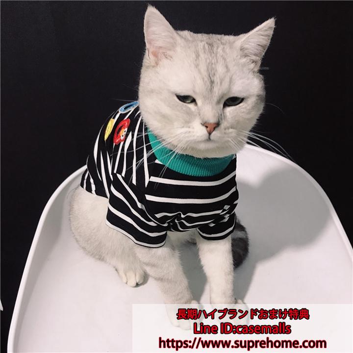 ペット服 tシャツ 縞柄 猫犬通用 夏服 ペットウェア