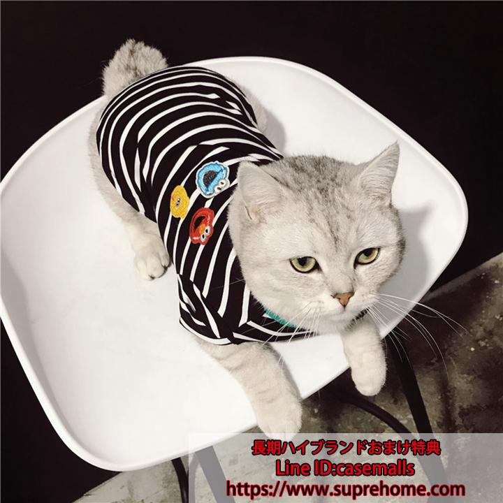 ペット服 tシャツ ペットウェア 縞柄 猫犬通用 夏服