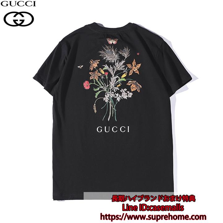 ブラック ホワイト 夏服 花  バタフライプリント gucci