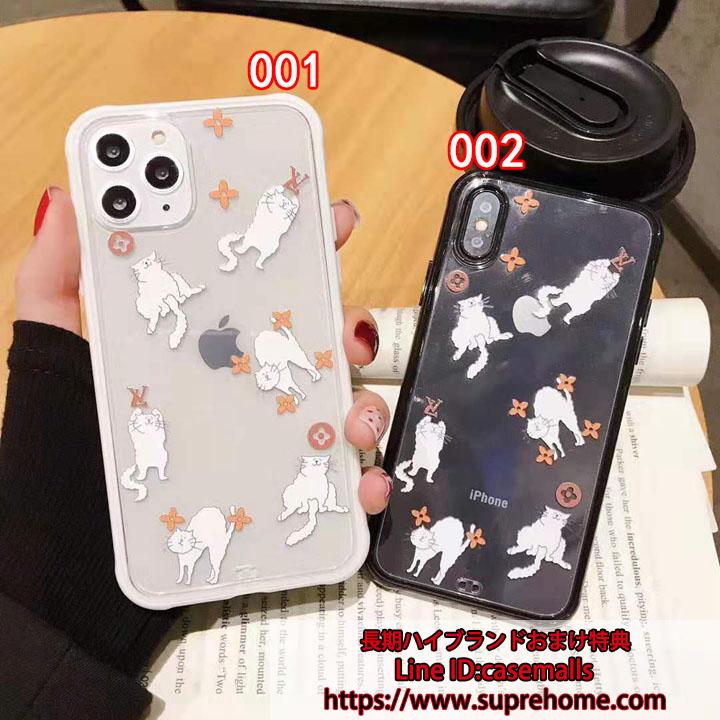 LV アイフォン11/xs max ねこモノグラム柄 半透明 スマホケース