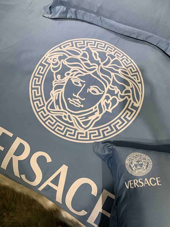 versace ブルー寝具 クィーン インテリア品 送料無料
