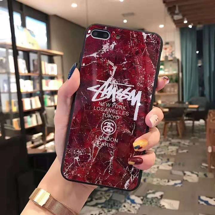 stussyブランド柄鏡面ガラスiphone12proスマホケース